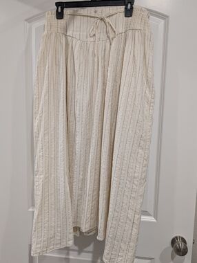 aerie Cream Striped Maxi Skirt Lined Size XL